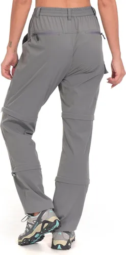 Vista 5 de Little Donkey Andy. Pantalones convertibles para mujer, elásticos, con cremallera y de secado rápido, para senderismo