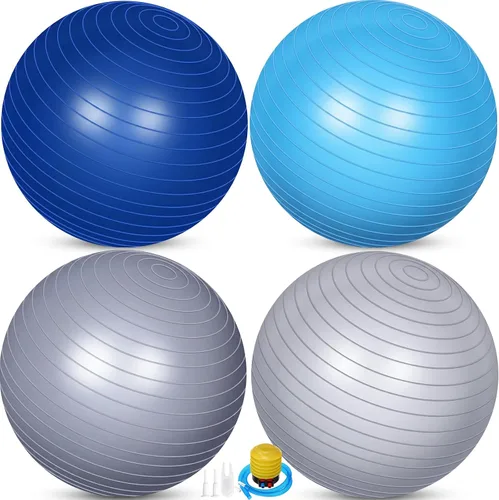 Vista 16 de Leyndo 4 pelotas de ejercicio de yoga de 26 pulgadas, para pilates, embarazo, parto, fitness, con bomba rápida, antiestallido, para mejorar