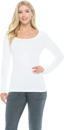 Vista 2 de Natural Uniforms Camiseta de manga larga extra ancha con cuello redondo para mujer
