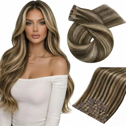 Vista 33 de Moresoo Genius - Extensiones de cabello humano real con clip, color negro azabache, invisibles, sin costuras, de trama de piel sintética