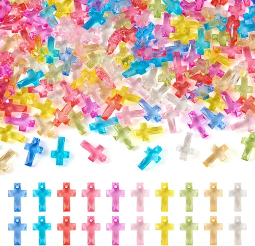 Vista 19 de FASHEWELRY 200 cuentas de oso de acrílico transparente, color mixto, cuentas espaciadoras de oso de gomitas, mini osos lindos granos sueltos a