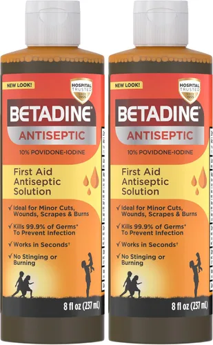 Vista 7 de Betadine - Solución antiséptica de primeros auxilios, povidona yodada 10%, protección contra infecciones, mata gérmenes en cortes, raspaduras