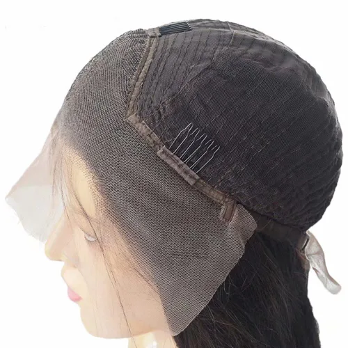 Vista 7 de Peluca de cabello humano con encaje frontal transparente HD 1B27 de 13 x 6 pulgadas, para mujeres negras, sin pegamento, línea capilar natural