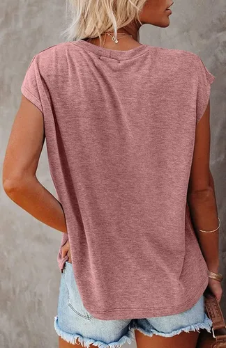 Vista 40 de CNFUFEN Camisetas de manga corta/larga para mujer, a la moda, casual, de verano, ligeras, sólidas, de moda