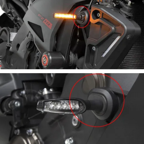 Vista 2 de LQMY Accessories - 4 adaptadores de señal de giro de motocicleta negros para FZ 09 MT09 MT07 2014-2022 Tenere 700 2019-2021 Tracer 900 FJ09