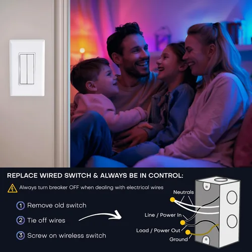 Vista 7 de RunLessWire Haga clic para Philips Hue – Interruptor de luz inteligente inalámbrico sin batería, rango de 30 pies – Funciona de forma nativa
