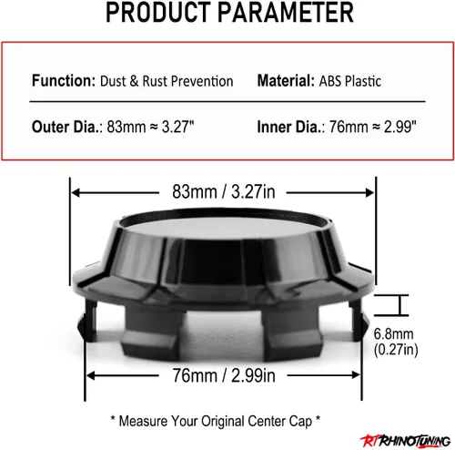Vista 2 de RTrhinoTuning 4 tapas centrales de rueda de 3.268 in compatibles con llanta de rueda Avalanche Suburban Silverado Tahoe Sierra Yukon Denali