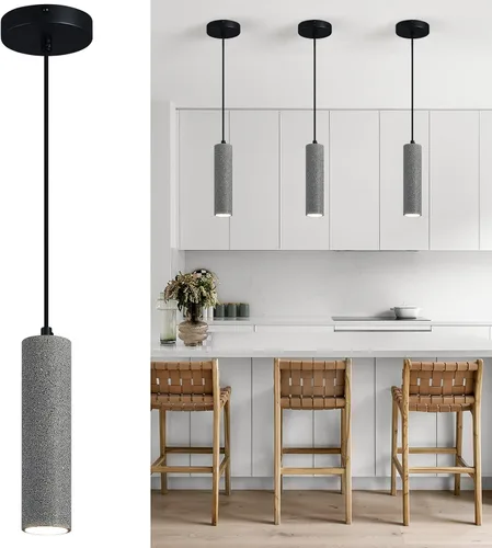 Vista 12 de Lámpara colgante lineal de hormigón, LED industrial colgante de cemento colgante para cocina, isla, comedor, dormitorio, mesita de noche, pequeñas