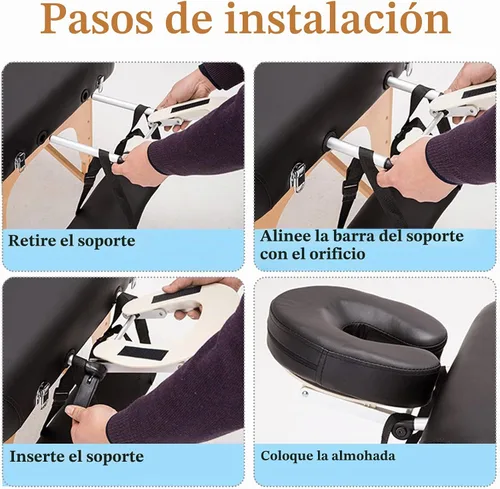 Vista 7 de Reposacabezas de masaje - Almohada ajustable en forma de U de aluminio para cama y cuna facial - Equipo de spa de belleza