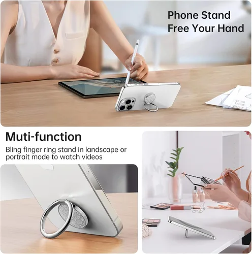 Vista 6 de Syncwire Soporte de anillo para teléfono celular, soporte de anillo de dedo Soporte giratorio de 360°, diseño brillante, soporte de anillo