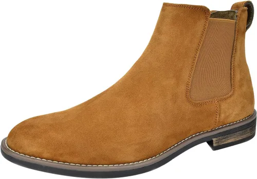 Vista 17 de Bruno Marc - Botines tipo Chelsea de gamuza y piel para hombre Negro