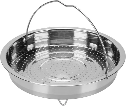Vista 5 de Pwshymi Cesta de vapor de alimentos de acero inoxidable con patas para olla de cocina, diseño perforado eficiente para verduras y mariscos, adecuada