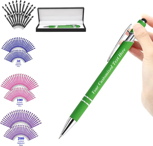 Vista 27 de Bolígrafos personalizados con nombre, bolígrafos personalizados con punta de lápiz digital de 0.020 in, bolígrafo suave al tacto, grabado de texto