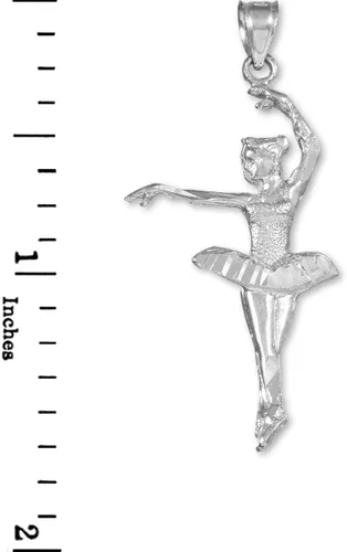 Vista 2 de Colgante de bailarina de plata de ley con dije de bailarina, Plata esterlina