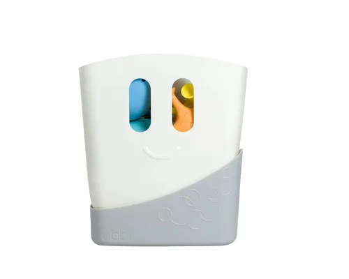 Vista 7 de Ubbi Set de regalo esencial para el tiempo del baño del bebé, recipiente de juguete de baño con drenaje de pie, apto para lavavajillas, blanco