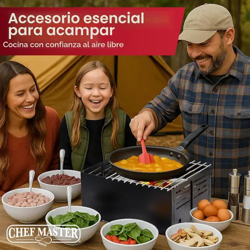 Vista 7 de Chef Master Cubierta para Estufa de Butano - Ajuste Universal para Cualquier Tamaño Estándar - Protector de Viento Plegable de Acero Negro Premium
