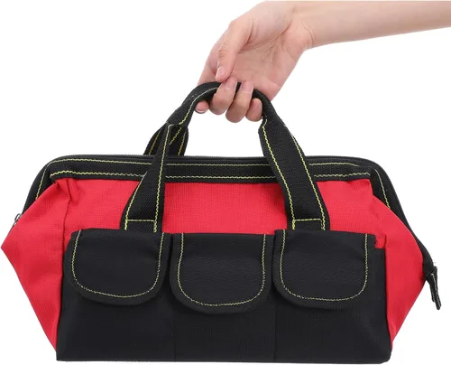 Vista 4 de Paquete de 3 bolsas de herramientas de 13 pulgadas, bolsa de herramientas de boca ancha con base impermeable, bolsa de almacenamiento