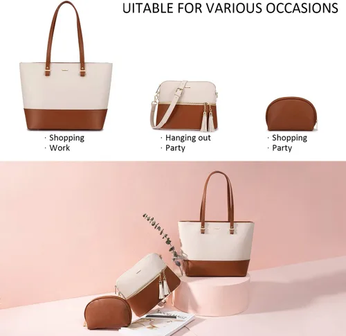 Vista 6 de Juego de 3bolsos de mano para mujer, bolso estilo boho tipo bandolera para llevar colgado del hombro