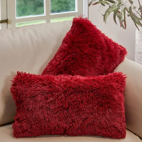 Vista 22 de Cheer Collection Almohadas Decorativas para Sofá y Cama, Almohadas Decorativas Suaves de Pelo Largo con Rellenos Incluidos, Acogedoras Almohadas