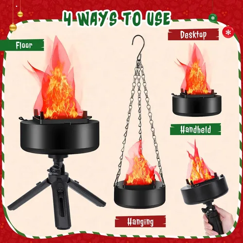 Vista 4 de Fuego falso 3D recargable por USB, luz de fuego falsa portátil, luz de llama falsa eléctrica, lámpara de llama falsa, fogata eléctrica