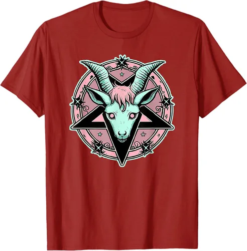 Vista 41 de Camiseta Kawaii Paste Creepy Goat Pentacle, Negro