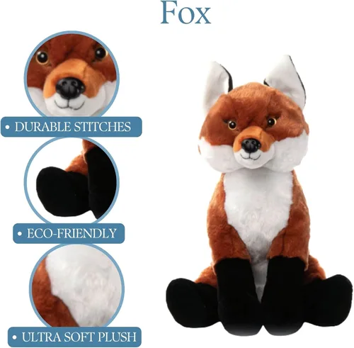 Vista 4 de The Petting Zoo Peluche de zorro rojo, regalos para niños, animales salvajes de la vida silvestre, juguete de peluche jumbo de zorro de 20 pulgadas