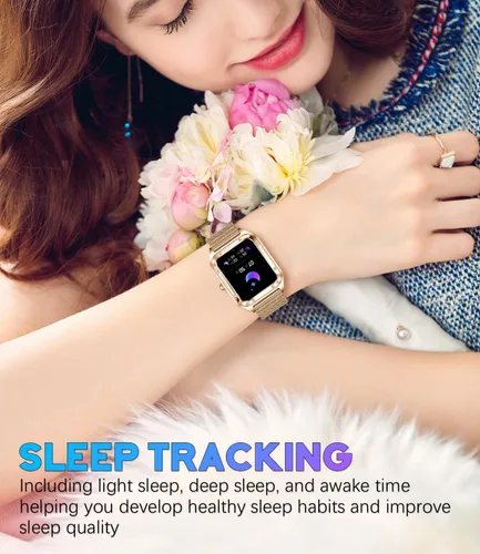 Vista 4 de Reloj inteligente para mujer, reloj inteligente de 1.59 pulgadas de tacto completo para mujer con seguimiento de la salud femenina, monitor de ritmo