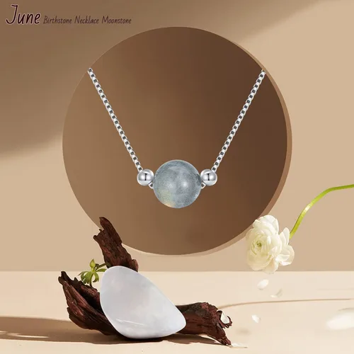 Vista 3 de PLATYCO Collar de piedra natal de plata de ley 925, collar de piedra preciosa única, regalo de joyería para mujeres y niñas, Plata esterlina