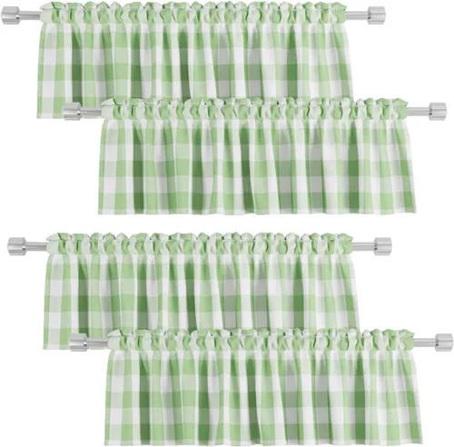 Vista 19 de 4 cenefas de cuadros de búfalo para ventanas de sala de estar, 16 pulgadas de largo, diseño clásico a cuadros a cuadros para dormitorio, baño