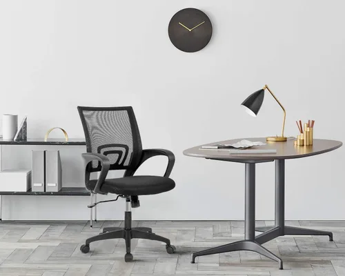 Vista 2 de Silla de oficina en casa, silla ergonómica de escritorio con respaldo medio, silla de computadora de malla, soporte lumbar, cómoda, ejecutiva