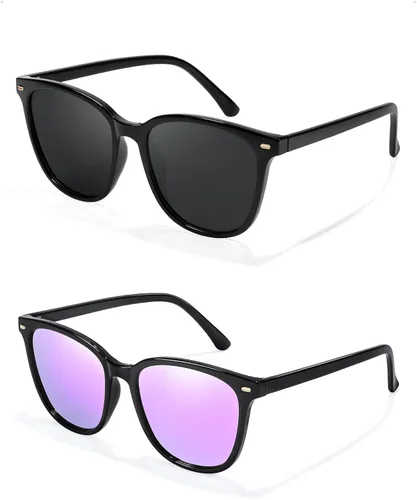 Vista 40 de FIMILU Paquete de 2 lentes de sol polarizados para mujer, lentes de protección UV400, montura grande, lentes de moda, elegantes