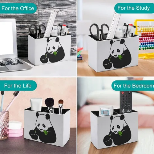 Vista 4 de Niapessel Portalápices para escritorio, lindo soporte para bolígrafo de comida de panda, organizador de bolígrafos de escritorio, organizador