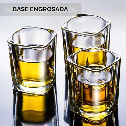 Vista 5 de Hlukana Juego de 6 Vasos de Chupito de Base Pesada, 60 ml Vasos de Chupito Cuadrados de Tequila Transparente a Granel, Vaso de Chupito de Espresso