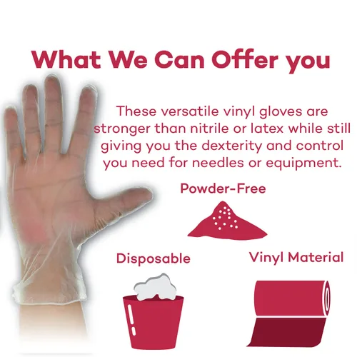 Vista 4 de Dealmed Guantes de examen de vinilo – 100 ct. Guantes médicos pequeños, guantes desechables, guantes sin látex no irritantes para un botiquín