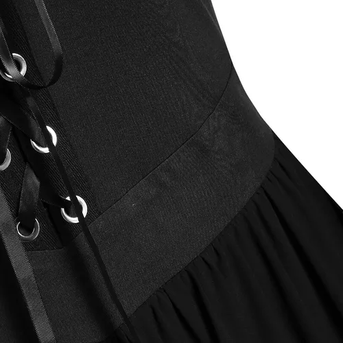 Vista 5 de Vestidos góticos vintage para mujer, vestido midi con estampado de esqueleto de Halloween
