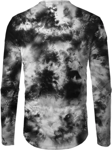 Vista 4 de Camisas de manga larga para hombre, teñido anudado, hipster, hip hop, cuello redondo, ajuste delgado, deportes, culturismo, músculo