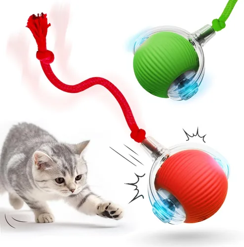 Vista 9 de Pelota de juguete interactiva para gatos, juguetes mejorados para gatos adultos aburridos en interiores y adultos, juguete interactivo auto rodante