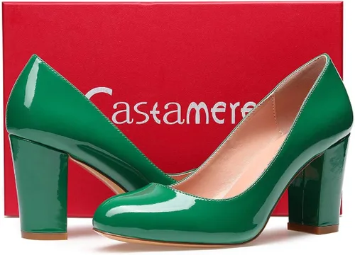 Vista 6 de Castamere Tacones altos para mujer, punta redonda, sin cordones, tacón de bloque de 3.1 in