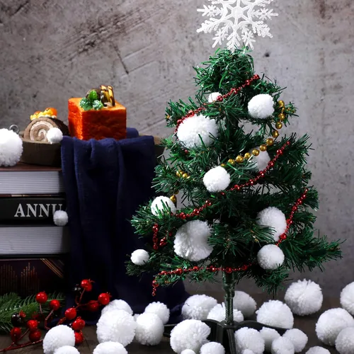 Vista 4 de Geosar 50 pompones blancos peludos para manualidades de invierno, varios