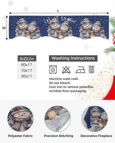 Vista 4 de Funda para bufanda de chimenea de muñeco de nieve de invierno, para Navidad, Halloween, Acción de Gracias, otoño, decoración de interiores, Navidad