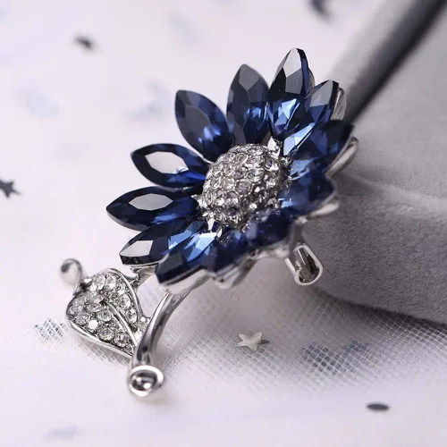 Vista 7 de Ezing Broche de cristal plateado plateado de 4 piezas de accesorios de ropa