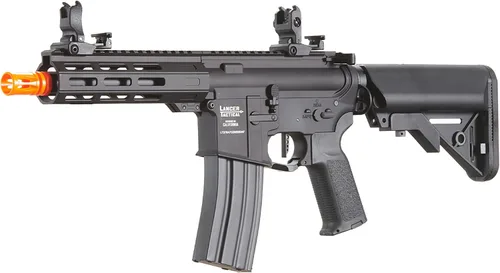 Vista 6 de Lancer Tactical Viking 7" MLOK Proline Series M4 Airsoft Rifle w/Crane Stock Negro