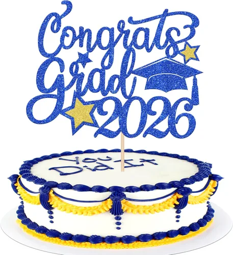 Vista 20 de 1 pieza de decoración para pastel de graduación 2026 con tapa de graduación con purpurina, diploma de tacón alto para niña, selección de pastel