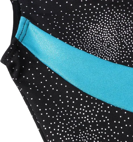Vista 3 de Malla de ropa de baile de una pieza de material brillante sin mangas con breteles para niñas