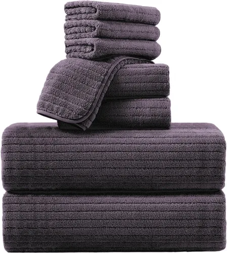 Vista 24 de Mistyrose Toalla de diseño acanalado (gris, toallas de mano de 2 piezas)