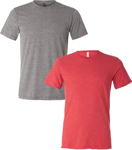 Vista 130 de Bella Canvas 3413c para hombre (1) Triblend verde + (1) Triblend rojo