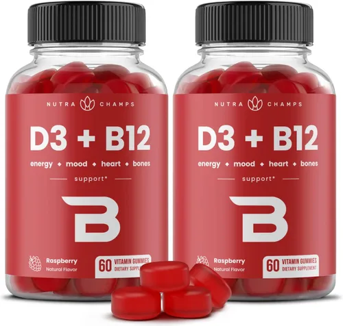Vista 7 de NutraChamps Vitamina D3 y B12, Gomitas de Metil B12 para Adultos y Niños, Enriquecidas con Vitamina D 3 y Folato de Vitamina B9, Energía Natural