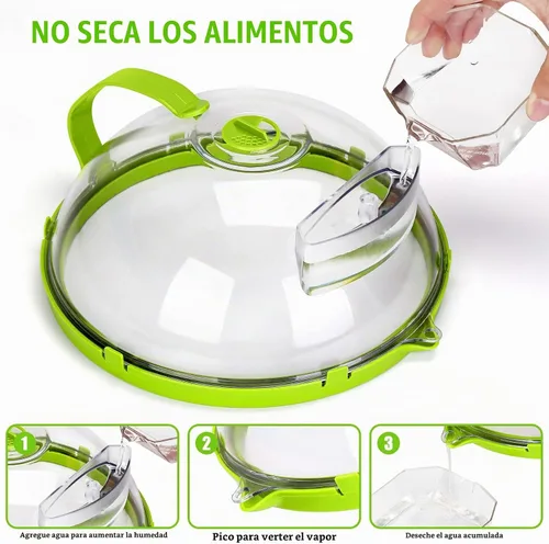 Vista 4 de Cubierta para microondas para alimentos, cubierta de salpicaduras de microondas de 10 pulgadas, cubierta transparente para alimentos