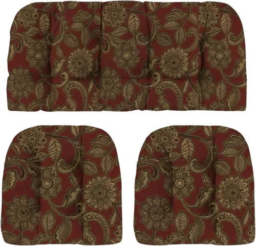 Vista 32 de RSH DECOR: Sunbrella - Juego de 3 cojines de mimbre copetudos 41 x 19 pulgadas y 19 x 19 pulgadas Fabricado con tela de rendimiento Sunbrella