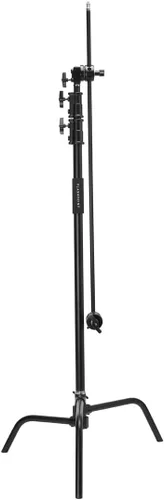 Vista 3 de Flashpoint Kit de soporte de luz C de 10.5 pies sobre base de tortuga con columna elevadora cargada por resorte de dos niveles, brazo de agarre